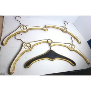 Vintage Mid Century Hollywood Regency Style Heavy Duty Wood Hangers Set of 5